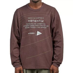 Adidas x And Wander Long Sleeve Shirt Mens Medium Terrex Brown HZ0672 XPL AW
